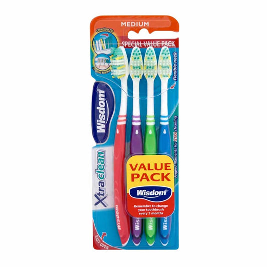 Wisdom Xtra Clean Medium 4 Pack Toothbrush