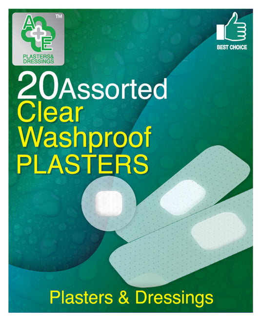 A & E Plasters Clear Washproof 20's
