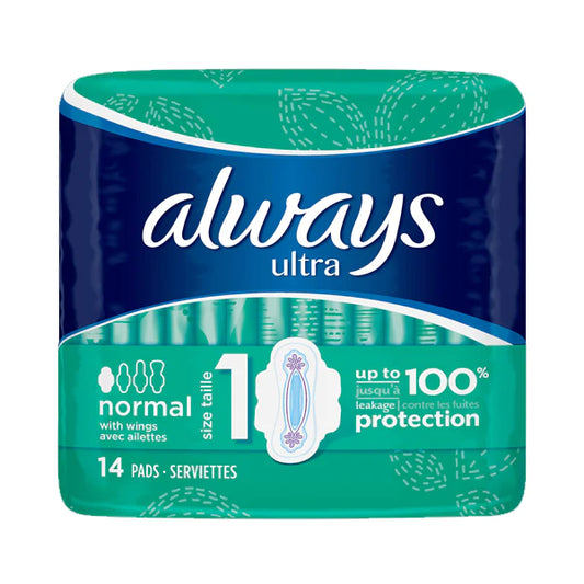 Always Ultra Normal Pads 14's With Wings Turquoise